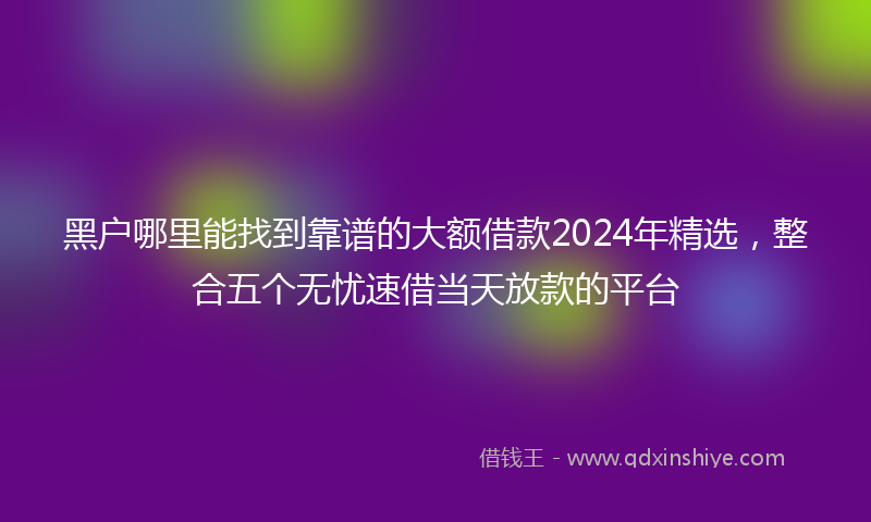 黑户哪里能找到靠谱的大额借款2024年精选，整合五个无忧速借当天放款的平台