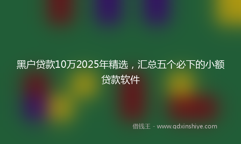 黑户贷款10万2025年精选，汇总五个必下的小额贷款软件