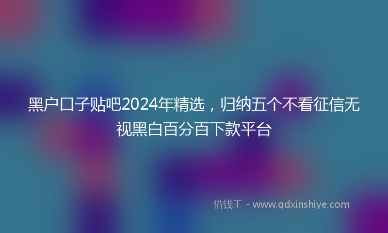 黑户口子贴吧2024年精选，归纳五个不看征信无视黑白百分百下款平台