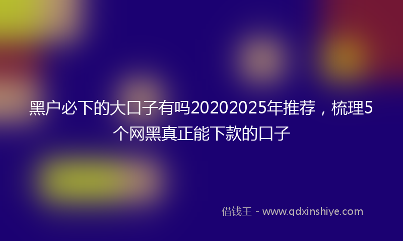 黑户必下的大口子有吗20202025年推荐，梳理5个网黑真正能下款的口子
