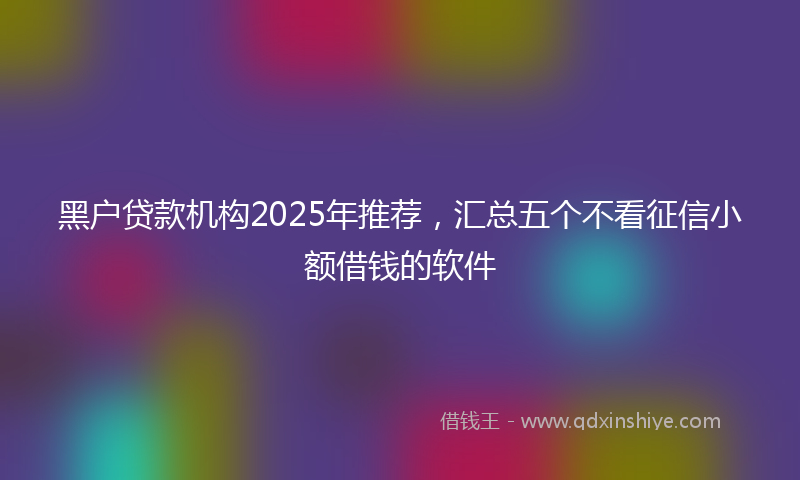 黑户贷款机构2025年推荐，汇总五个不看征信小额借钱的软件
