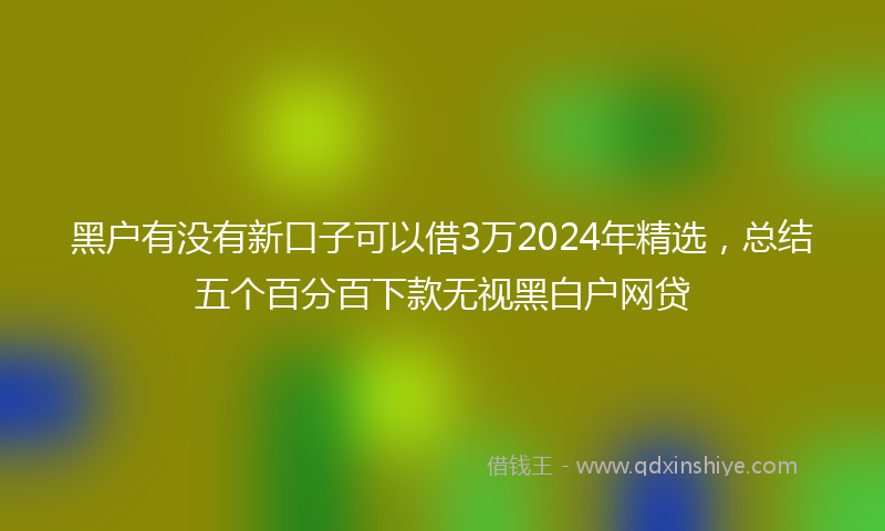黑户有没有新口子可以借3万2024年精选，总结五个百分百下款无视黑白户网贷