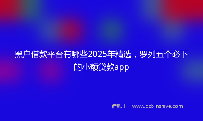 黑户借款平台有哪些2025年精选，罗列五个必下的小额贷款app