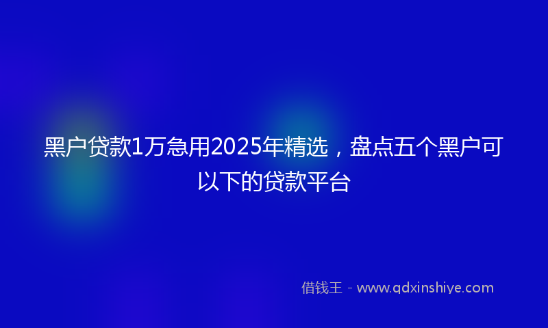 黑户贷款1万急用2025年精选，盘点五个黑户可以下的贷款平台