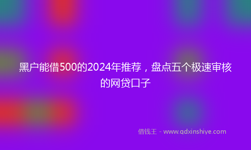 黑户能借500的2024年推荐，盘点五个极速审核的网贷口子