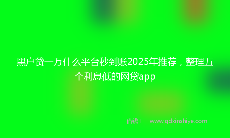 黑户贷一万什么平台秒到账2025年推荐，整理五个利息低的网贷app