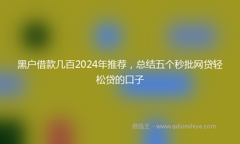 黑户借款几百2024年推荐，总结五个秒批网贷轻松贷的口子