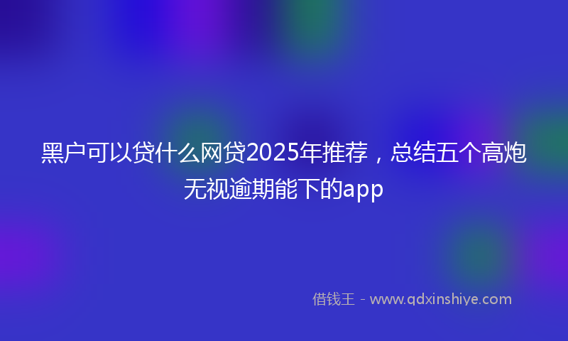 黑户可以贷什么网贷2025年推荐，总结五个高炮无视逾期能下的app