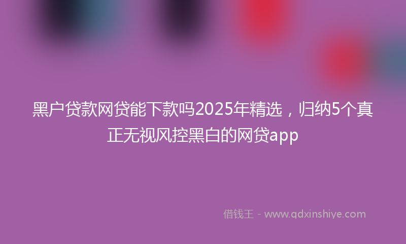 黑户贷款网贷能下款吗2025年精选，归纳5个真正无视风控黑白的网贷app