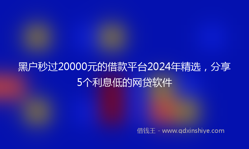 黑户秒过20000元的借款平台2024年精选，分享5个利息低的网贷软件