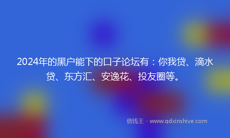 2024年的黑户能下的口子论坛有：你我贷、滴水贷、东方汇、安逸花、投友圈等。