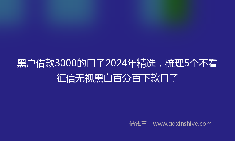 黑户借款3000的口子2024年精选，梳理5个不看征信无视黑白百分百下款口子