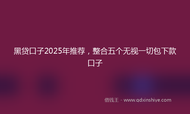 黑贷口子2025年推荐，整合五个无视一切包下款口子