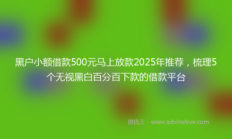 黑户小额借款500元马上放款2025年推荐，梳理5个无视黑白百分百下款的借款平台