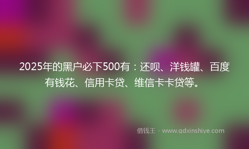 2025年的黑户必下500有：还呗、洋钱罐、百度有钱花、信用卡贷、维信卡卡贷等。