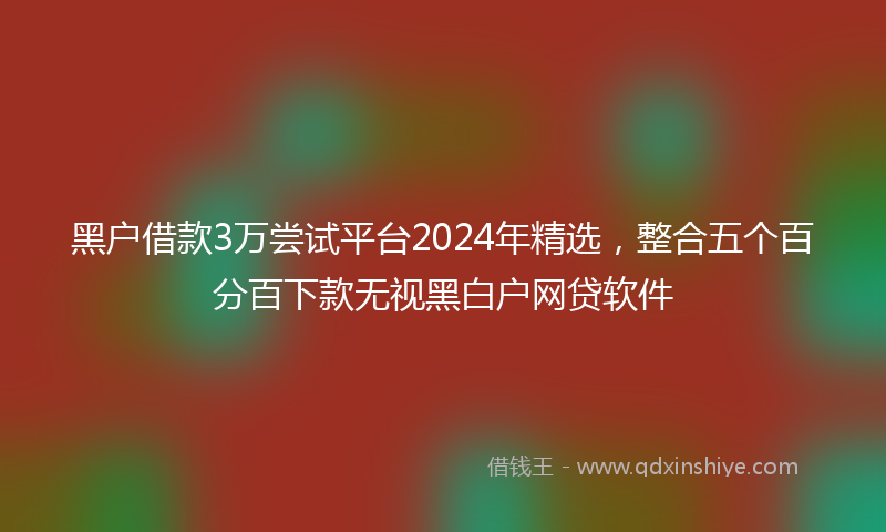 黑户借款3万尝试平台2024年精选，整合五个百分百下款无视黑白户网贷软件