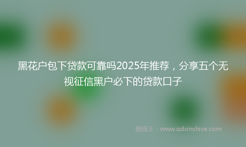 黑花户包下贷款可靠吗2025年推荐，分享五个无视征信黑户必下的贷款口子