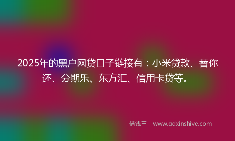 2025年的黑户网贷口子链接有：小米贷款、替你还、分期乐、东方汇、信用卡贷等。