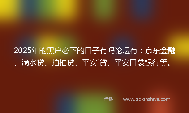 2025年的黑户必下的口子有吗论坛有：京东金融、滴水贷、拍拍贷、平安i贷、平安口袋银行等。