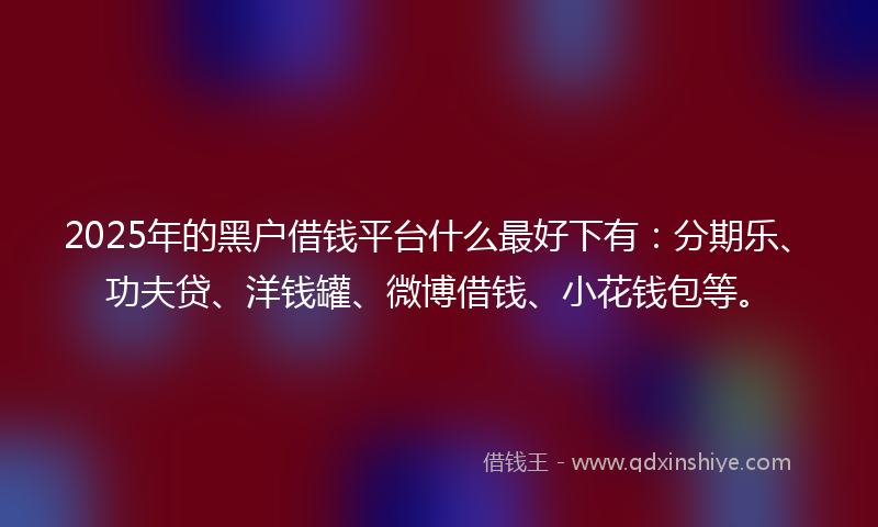 2025年的黑户借钱平台什么最好下有：分期乐、功夫贷、洋钱罐、微博借钱、小花钱包等。
