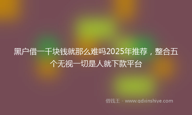 黑户借一千块钱就那么难吗2025年推荐，整合五个无视一切是人就下款平台