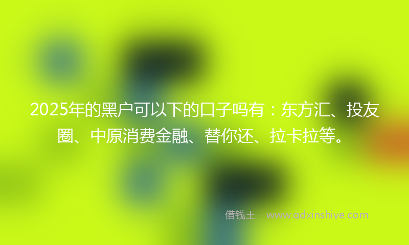 2025年的黑户可以下的口子吗有：东方汇、投友圈、中原消费金融、替你还、拉卡拉等。