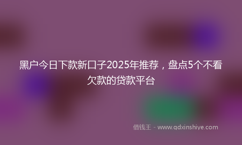 黑户今日下款新口子2025年推荐，盘点5个不看欠款的贷款平台