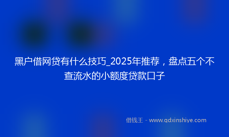黑户借网贷有什么技巧_2025年推荐，盘点五个不查流水的小额度贷款口子
