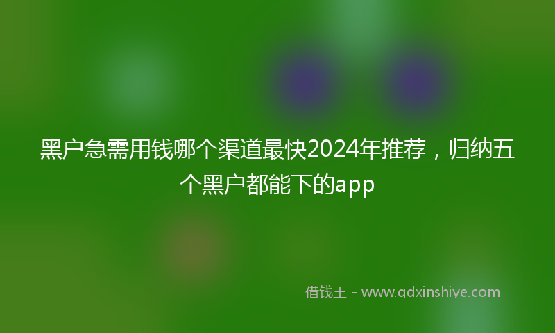 黑户急需用钱哪个渠道最快2024年推荐，归纳五个黑户都能下的app