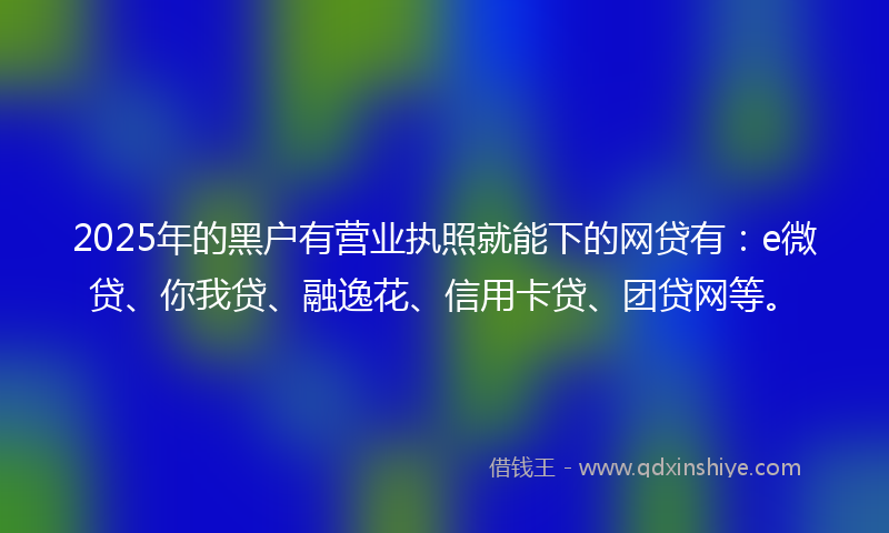 2025年的黑户有营业执照就能下的网贷有：e微贷、你我贷、融逸花、信用卡贷、团贷网等。