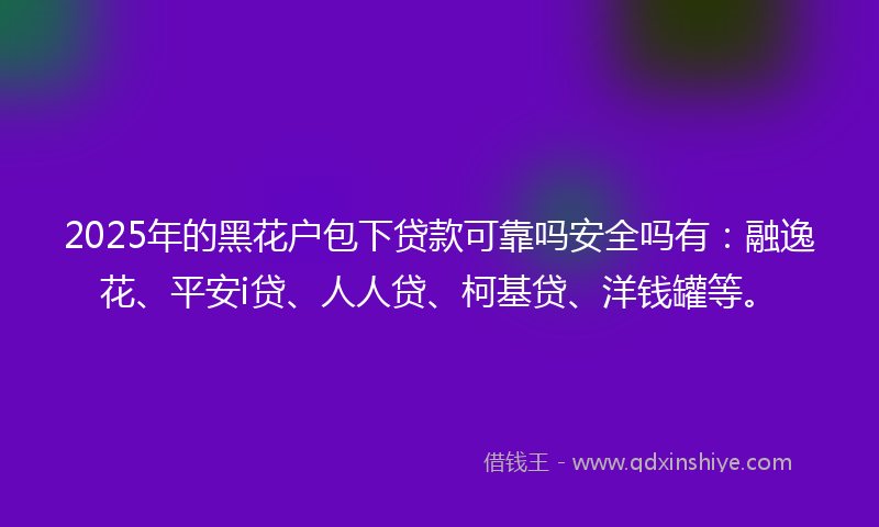 2025年的黑花户包下贷款可靠吗安全吗有：融逸花、平安i贷、人人贷、柯基贷、洋钱罐等。