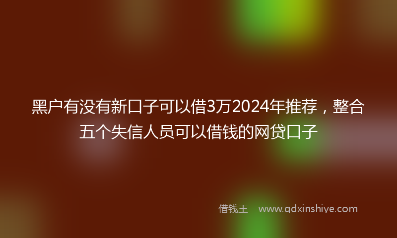 黑户有没有新口子可以借3万2024年推荐，整合五个失信人员可以借钱的网贷口子