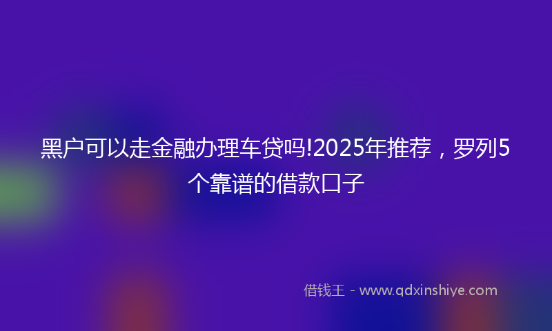 黑户可以走金融办理车贷吗!2025年推荐，罗列5个靠谱的借款口子