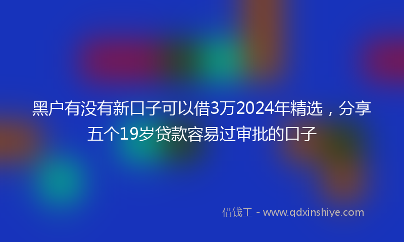 黑户有没有新口子可以借3万2024年精选，分享五个19岁贷款容易过审批的口子