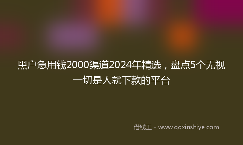 黑户急用钱2000渠道2024年精选，盘点5个无视一切是人就下款的平台