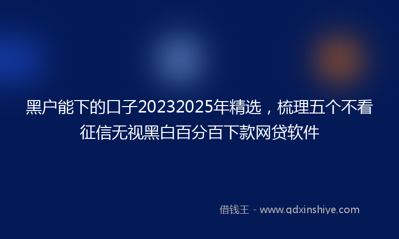 黑户能下的口子20232025年精选，梳理五个不看征信无视黑白百分百下款网贷软件