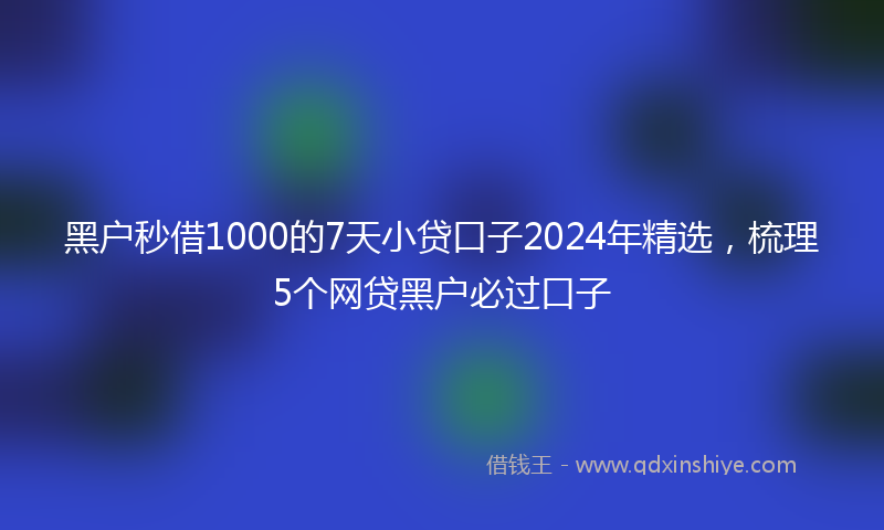黑户秒借1000的7天小贷口子2024年精选，梳理5个网贷黑户必过口子
