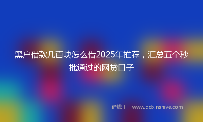 黑户借款几百块怎么借2025年推荐，汇总五个秒批通过的网贷口子