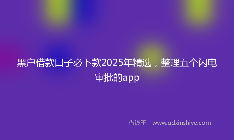 黑户借款口子必下款2025年精选，整理五个闪电审批的app