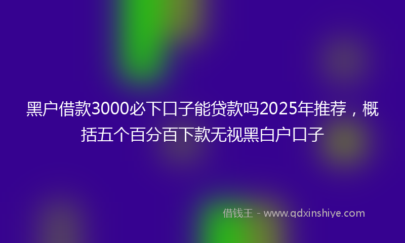 黑户借款3000必下口子能贷款吗2025年推荐，概括五个百分百下款无视黑白户口子