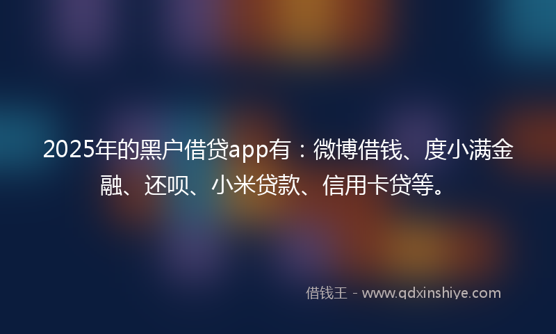 2025年的黑户借贷app有：微博借钱、度小满金融、还呗、小米贷款、信用卡贷等。