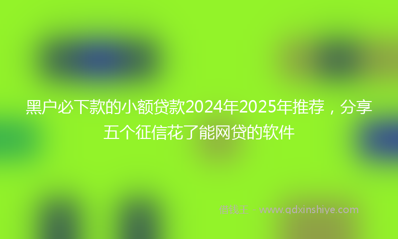 黑户必下款的小额贷款2024年2025年推荐，分享五个征信花了能网贷的软件