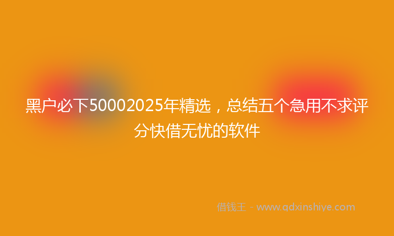 黑户必下50002025年精选，总结五个急用不求评分快借无忧的软件