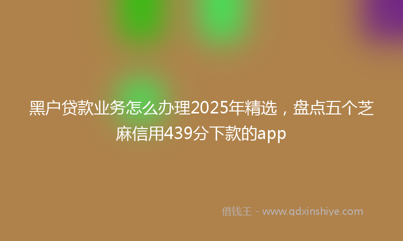 黑户贷款业务怎么办理2025年精选，盘点五个芝麻信用439分下款的app