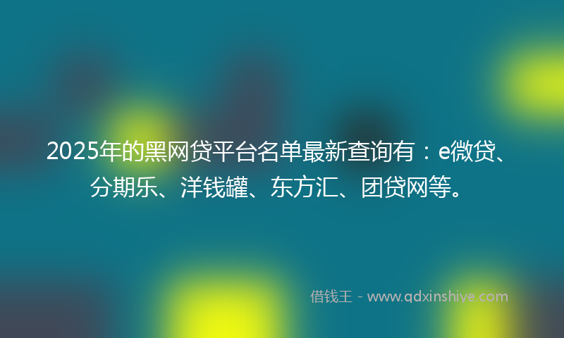 2025年的黑网贷平台名单最新查询有：e微贷、分期乐、洋钱罐、东方汇、团贷网等。