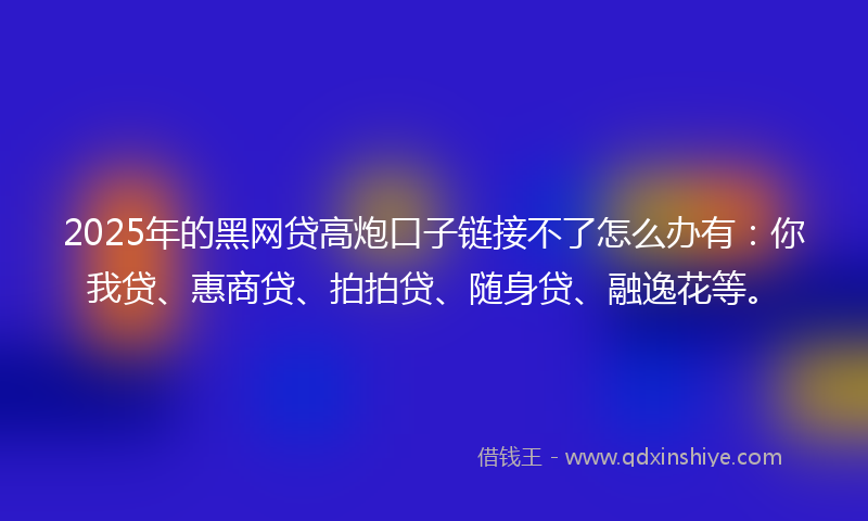 2025年的黑网贷高炮口子链接不了怎么办有：你我贷、惠商贷、拍拍贷、随身贷、融逸花等。