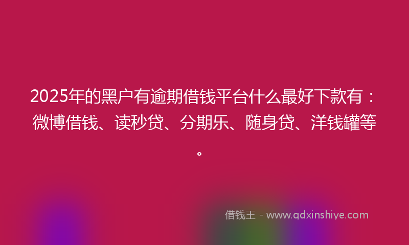 2025年的黑户有逾期借钱平台什么最好下款有：微博借钱、读秒贷、分期乐、随身贷、洋钱罐等。