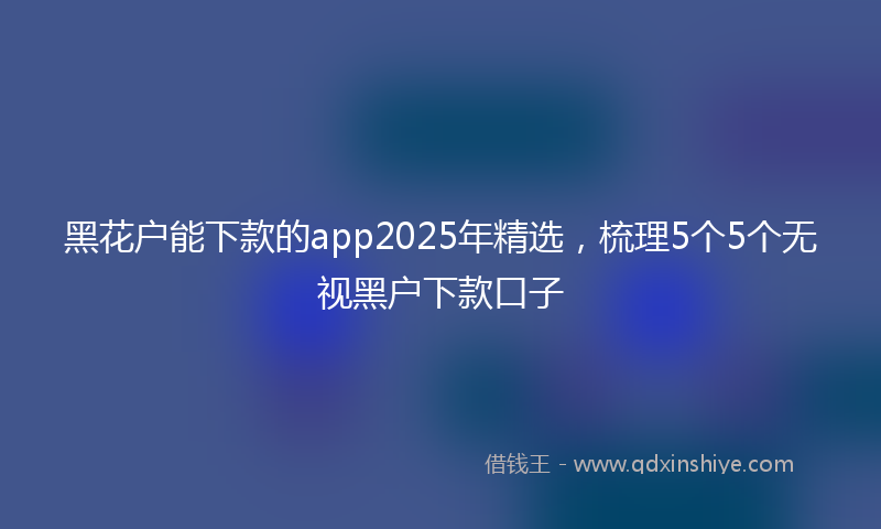 黑花户能下款的app2025年精选，梳理5个5个无视黑户下款口子