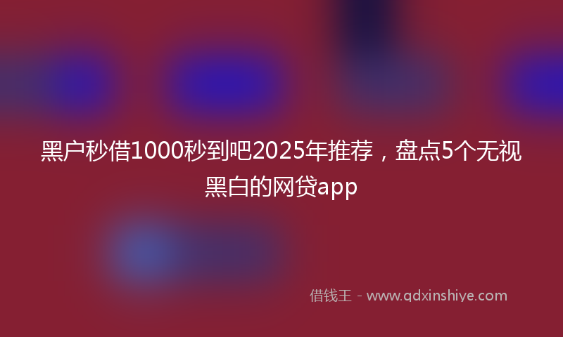 黑户秒借1000秒到吧2025年推荐，盘点5个无视黑白的网贷app