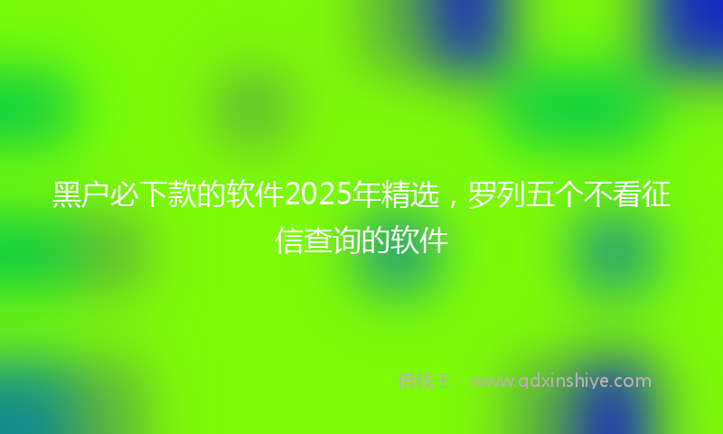 黑户必下款的软件2025年精选，罗列五个不看征信查询的软件